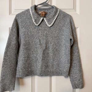 Bailey 44 Grey Peter Pan Collar Sweater